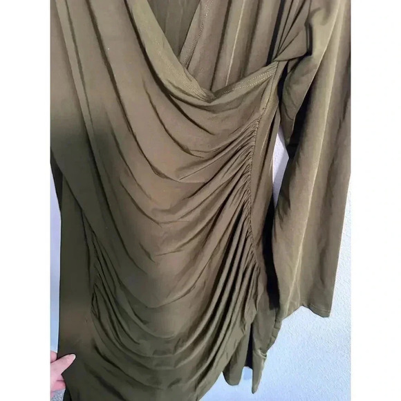 Grace Karin Cinched Olive Long Sleeve Dress XXL - Picture 6 of 10